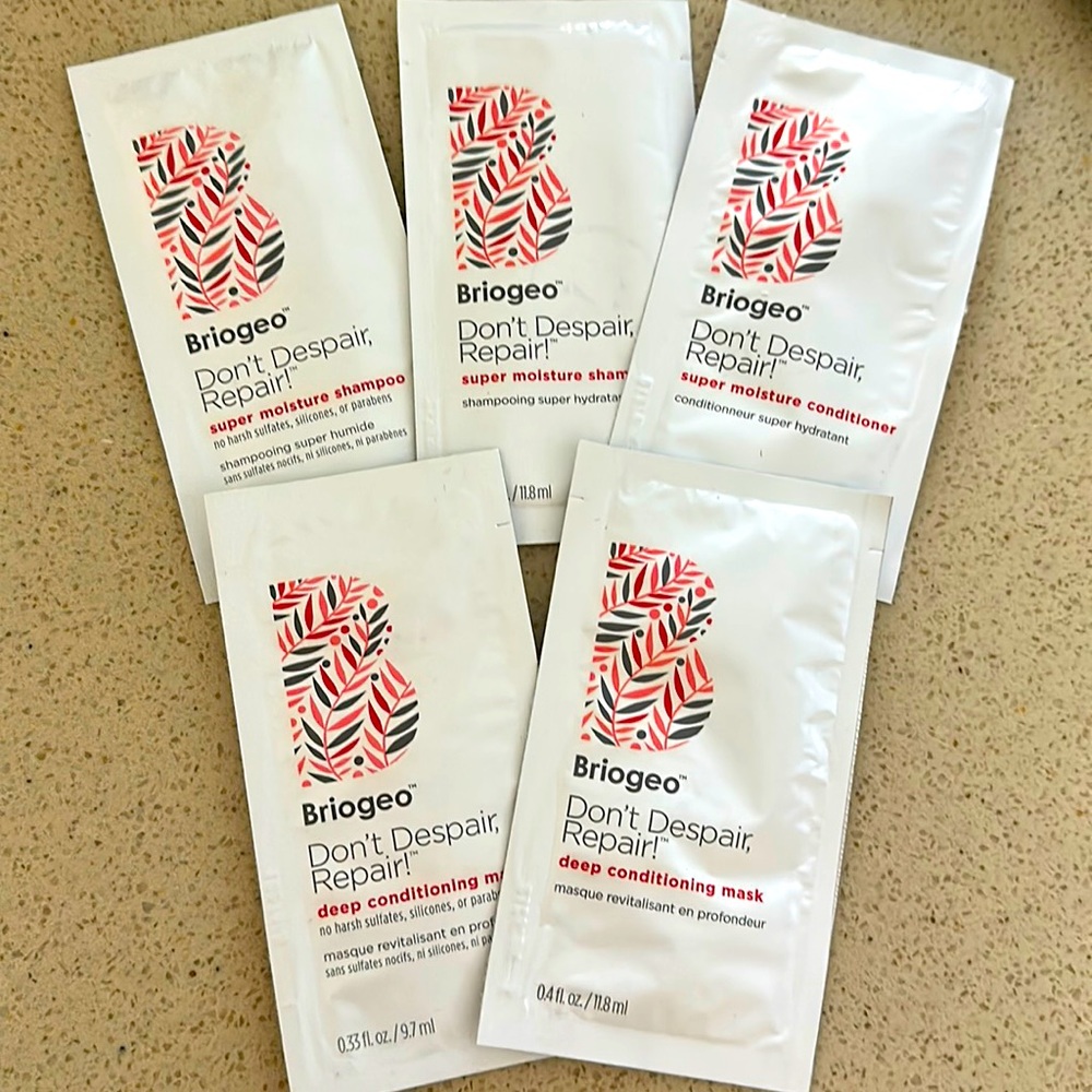 5/25✨don’t despair repair shampoo, conditioner, & mask Briogeo 5 samples